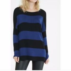 Blue & Black Striped Oversized Sweater